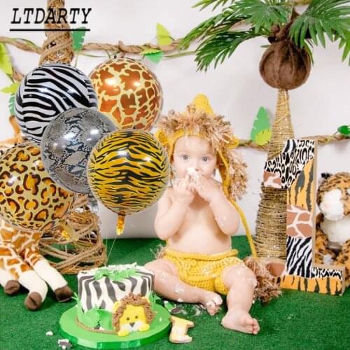 22 Inch 4D Animal Striped Balloon Woodland Balloon Jungle Safari Ballon Boy Happy Birthday Party Decoration Child Forest Balloon