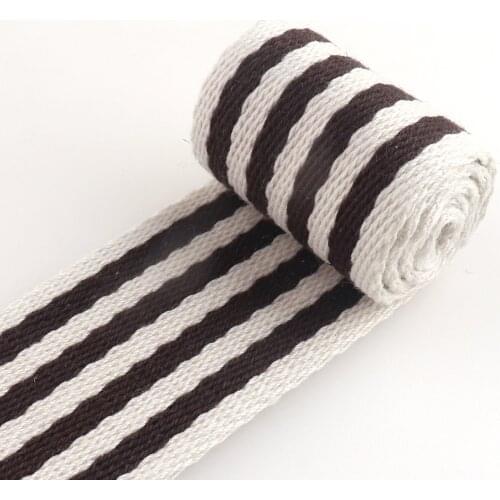 38mm black striped webbing fabric belt Polyester soft webbing handbag heavy weight cotton webbing dog collar Nylon key fob Strap