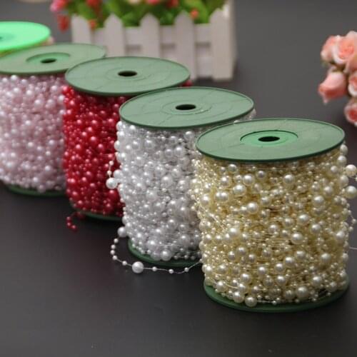 5yards3mm 8mm beads Fishing Line Artificial Pearls Beads Chain Garland Flowers Wedding Christmas Decoration Brides Headgear