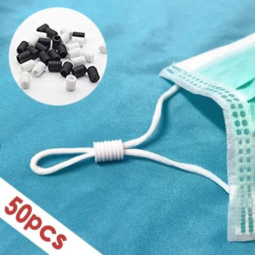 50PCS Rope Cord Lock Plastic Stopper Cord End Toggle Clip Buckle Drawstrings Elastic Cord Adjuster Mask Elastic Buckle Free Ship