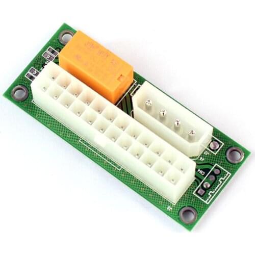 Dual Power Adapter ATX 24Pin to IDE 4Pin SATA Starter Extender Card Synchronous On Controller Module for Miner Chassis