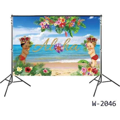 Aloha Luau Party Banner Tropical Hawaiian Beach Themed Decor Party Background Glitter Flowers Baby Shower Photo Studio Favors