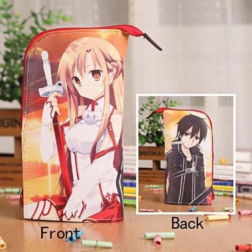 Anime Sword Art Online Yuki Asuna Waterproof PU Stationery Pouch/Brush Pot/Pen Holder/Pencil Case Bag/Office School Supplies