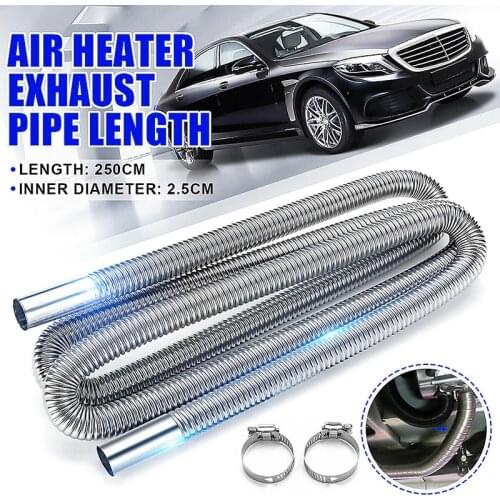 250cm Car Heater Exhaust Pipe Gas Vent Hose Tube Clamp Stainless Steel Air Heater Exhaust Pipes For Air Diesel Parking Heaters