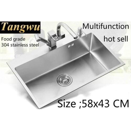 Free shipping Multifunction kitchen manual sink single trough fashion 304 food grade stainless steel hot sell 580x430 MM