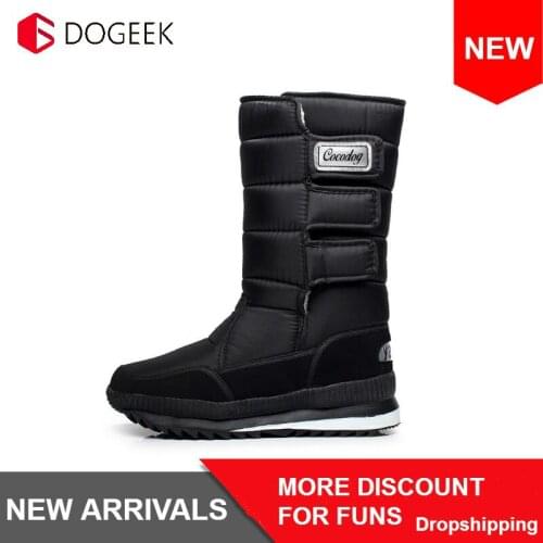 DOGEEK Big Size 39-47 Man Winter Snow Boots Comfortable Non-Slip 2019 Warm Winter Plush Fur Men Shoes Outdoor Sport Casual