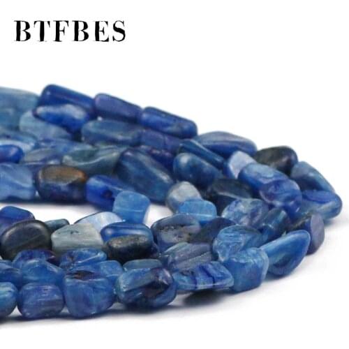 BTFBES Natural Stone Blue apatite Irregular Gravel Chip Loose beads 4~8mm Handmade bracelet Necklace DIY Accessories With Hole