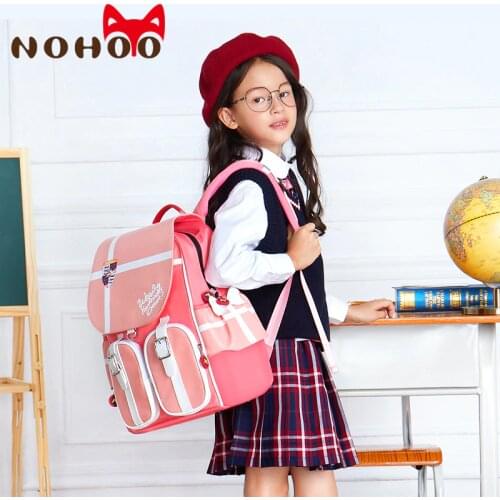 NOHOO Children School Bags for Girls Large Capacity Children School Backpack Primary Orthopedic School Bags for 6-10 Years Old