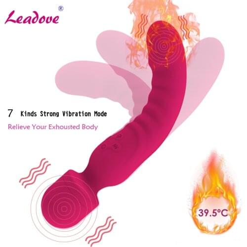 Double Headed Vibrator Clitoris Stimulation Vibration Intelligent Heating AV Wand Massager Masturbation Sex Toy for Women AV0092