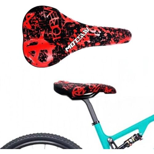Faux Leather Graffiti Print Bicycle Saddle Breathable Shock Absorption Bike Seat for MTB