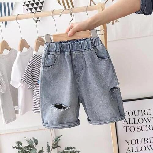 Kids Pants 2021 Summer Childrens Clothes Boys Shorts Casual Blue Color Baby Boy Jean Shorts For Boys Big Kids Thin Denim Shorts