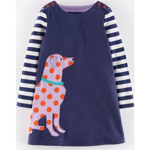 Fashion Knitted Applique Dresses Cute Embroidered Patch Cotton Girls Dress Baby Clothes New Clothing Style For Kids 1-6 Yrs