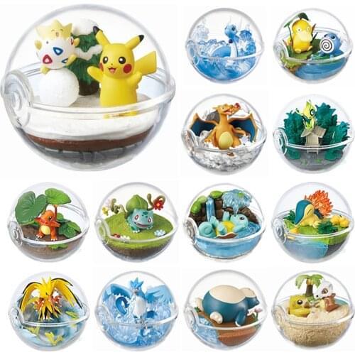 Pokemon Toys Decor Pikachu Pokeball + 1pcs Free Tiny Figures Wobbuffet Mewtwo Lapras Chikorita Articuno Charizard Toys Gift