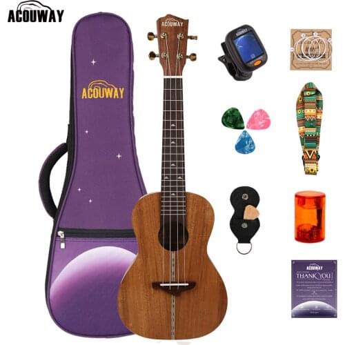 Acouway Ukulele ukelele kit Soprano Concert Tenor Koa Uke 21 23 26 String Guitar with Gig Bag Tuner Strap for Beginners