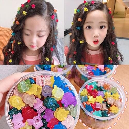 Korean 50 Pcs/bag Candy Color Mini Fruit Hair Clips For Girls Kawaii Cartoon Hairpin Baby Hair Claw Sweet Cute Hair Accessories