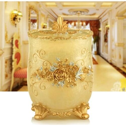 European Non-pedal trash bin creative living room bathroom desktop receptacle bucket large household with lid