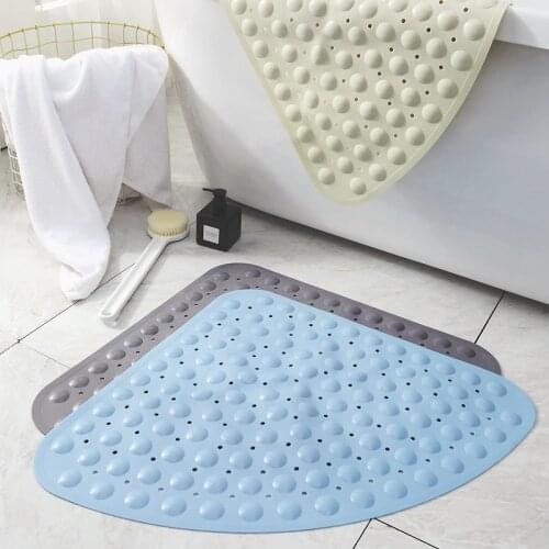 Fan-shaped Mat Sector Bath Mat Anti Slip No Smell Shower Mat Triangle Stand Up Bathmats Machine Washable Suction Cup Drain Hole