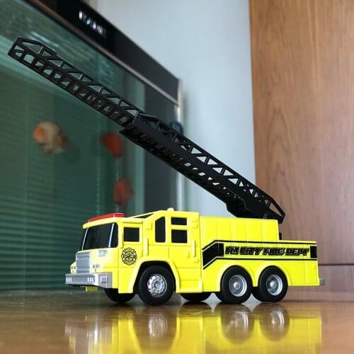 Diecast 1/43 Scale Ladder Fire Truck Rescue Simulation Alloy Car Model Toy Static Display Modified Vehicle Holy Sound and Light