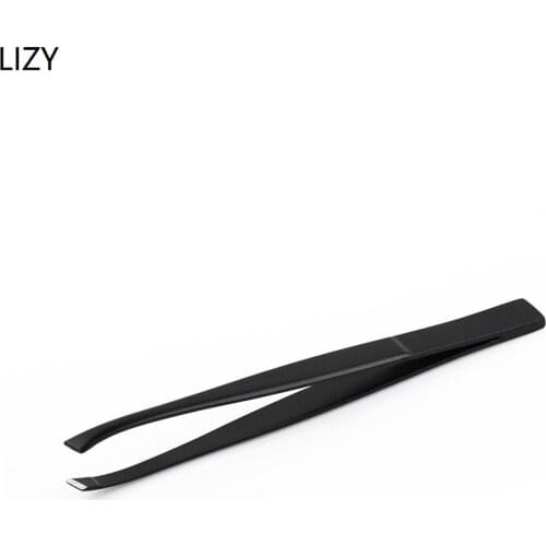 LIZY Stainless Steel Black Eyebrow Clip Slant Mouth Eyebrow Clip Trimming Tool Eyelashes Tweezers Wholesale