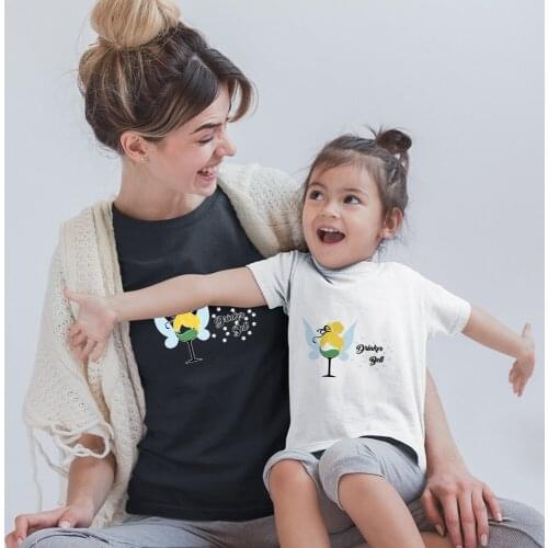 Wine Glass Princess Cute Drinker Bell Letter Printing Disney Family Look Outfits Black Trend T-shirts Summer New Kawaii Dropship