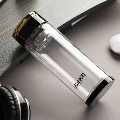 Fashion High Quality Water Cup Promotion Gift Transparent Water Bottles High Borosilicate Double Layer Glass Cup