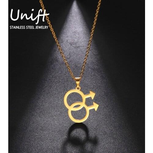 Unift Trendy Gay Pride Necklace for Men Boys Male Symble Stainless Steel Necklace Cool Guy Fashion Jewelry Party Birthday Gift