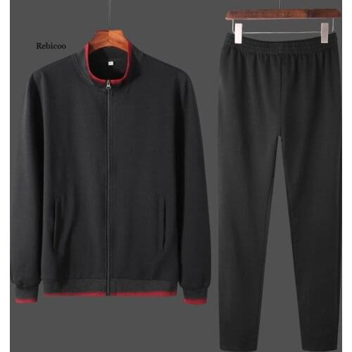 Mens Sports Suit Spring and Autumn New Fashion Casual Sweater Sportswear Two-Piece Suit