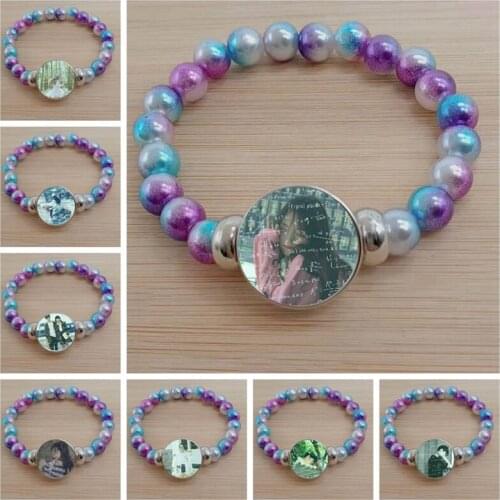 New Text Couple Picture Bracelet Glass Cabochon Color Beads Couple Gift