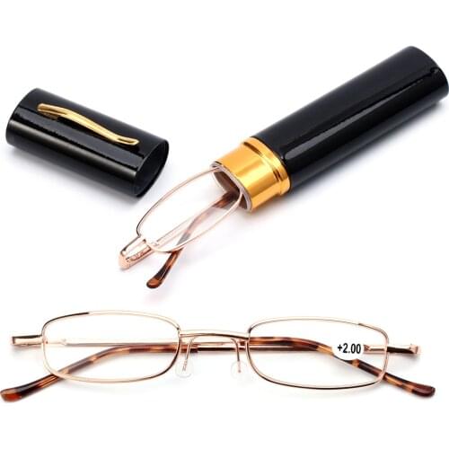 1 PC Portable Folding Reading Glasses for Men Women Alloy Frame Presbyopia Eyeglasses With Case Telescopic Legs Rotation Glasses