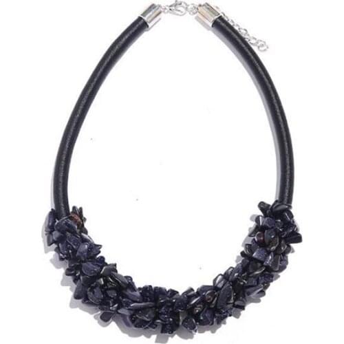 Natural Stone Red coral Blue sandstone Irregular Necklace Bohemian Retro Ethnic Style Crushed Stone Crystal Short Necklace Chain