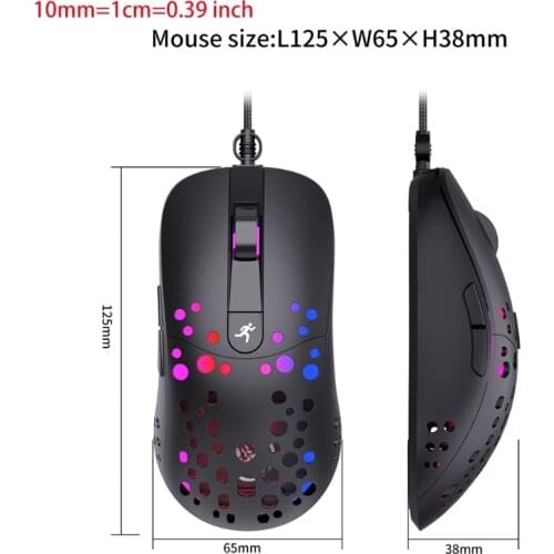 Wired Gaming Mouse Ergonomic USB Optical Mouse Compatible with Windows PC Laptop Supports DIY Keybinds Rapid Fire Button