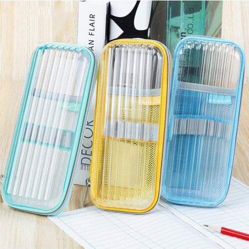 Transparent pencil case Cute Large capacity stationery box school Pencil cases gifts for children student pen case Kawaii penbag