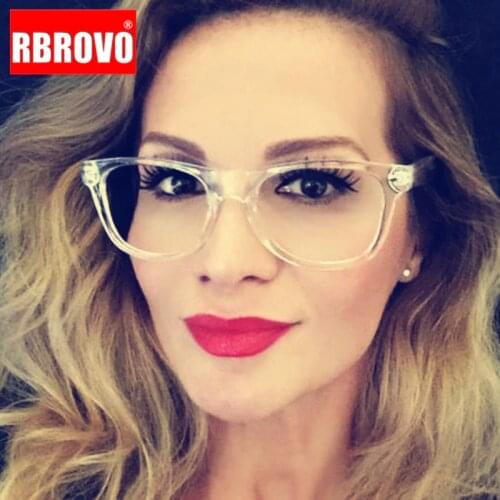 RBROVO 2021 Clear Glasses Frame Women Transparent Spectacle Frames Square Eyeglasses Frame Women Vintage Optical Frame Female