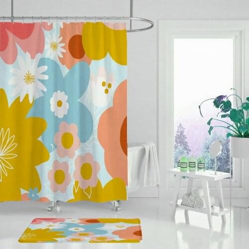 Retro flowers vibrant flower print waterproof shower curtain home bathroom decoration shower curtain