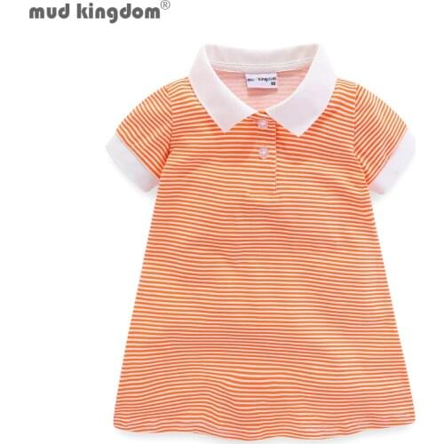 Mudkingdom Tunic Girls Polo Shirts Stripe Soft Short Sleeve Shirt for Girls Summer Shirt Collar Kids Clothes Children Tops