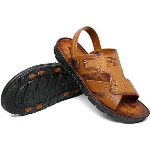 Summer Sandals Mens Tide 2021 New Non-Slip Soft Bottom Mens Slippers Summer Open-toe pvc Leisure Beach Sandals And Slippers