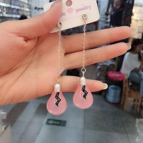 New Design Transparent Resin Light Bulb Tassels Earrings for women girls Lovely Night Club Ear Studs Luminous Cool Studs Earring