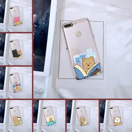 Cute Bear Kawaii Phone Case For Huawei Honor 7 8 9 10 Lite 7S 7X 7A 7C Pro Silicone Back Cover For Huawei Honor 8X MAX 10 9 8 7