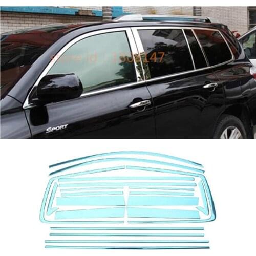 For Toyota Highlander 2008 2009 2010 2011 Car Stick Stainless Steel Glass Window Garnish Pillar Middle Column Strip Trim 20pcs