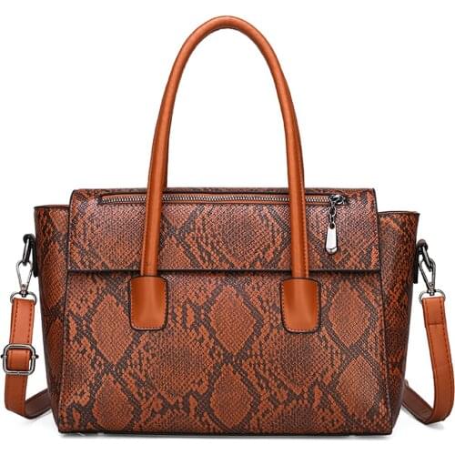 Women Bag High Quality Casual Tote Bags PU Leather Handbags Big Brand Designer Fashion Snake Shoulder Bag Ladies Large Bolsos