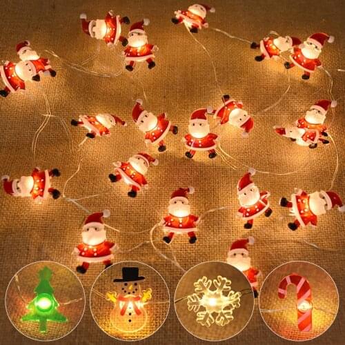 2M 20LED Santa Claus Snowflake LED Light String Christmas Decoration For Home Xmas Tree Ornament 2021 Navidad Kids Gift New Year