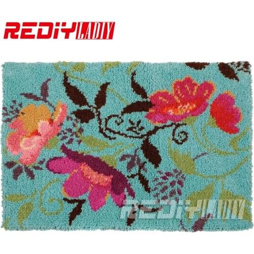 DIY Latch Hook Rug Kits Unfinished Crocheting Tapestry Yarn Needlework Cushion Set for Embroidery Carpet Beautiful Flowers Mat