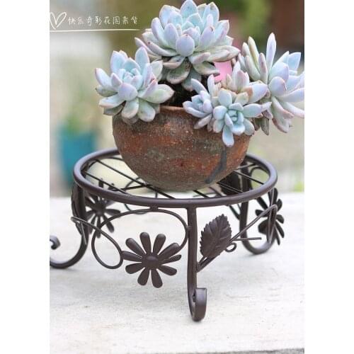 Iron Flower Stand Pot Holder Ventilated Two-piece Set Balcony Terrace Plant Mat