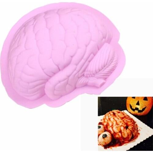 Silicone Mold 3D Brain Shape Halloween Mold DIY Cake Decorating Tools Cupcake Cookie Baking Fondant Chocolate Candy Clay Moulds