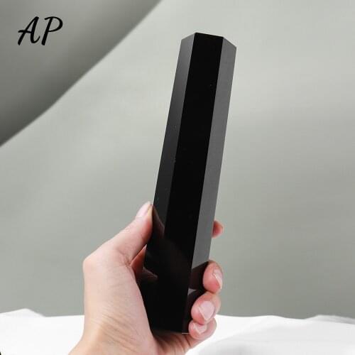 1PC Natural Obsidian Hexagonal Crystal Column Craft Desktop Decorative Black Handicraft Ornaments Column