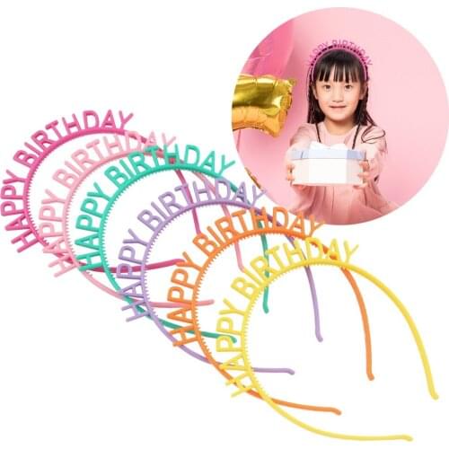 10 pcs/lot, Children Girls Birthday Party Headband, Happy Birthday Girls Plastic Hairband Headpiece