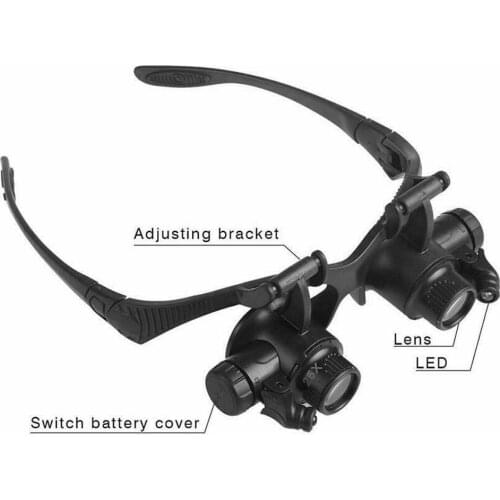 10X 15X 20X 25X Lens Magnifier Magnifying Eye Glass Watch Clock Repair Kit With LED Light User Manual