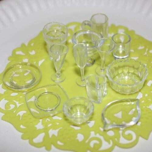 13pcs/lot plate cup dish bowl tableware set Dollhouse Miniature Toy Doll Food Kitchen living room Accessories 1:12 Scale