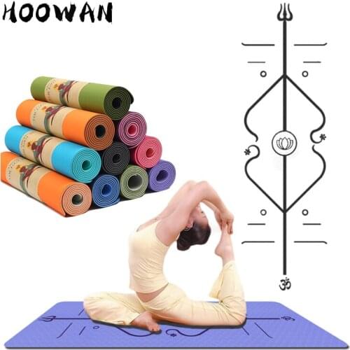 183*61cm Yoga Mat with Position Line 6mm Exercise Mat for Fitness Anti Slip TPE Massage Pad