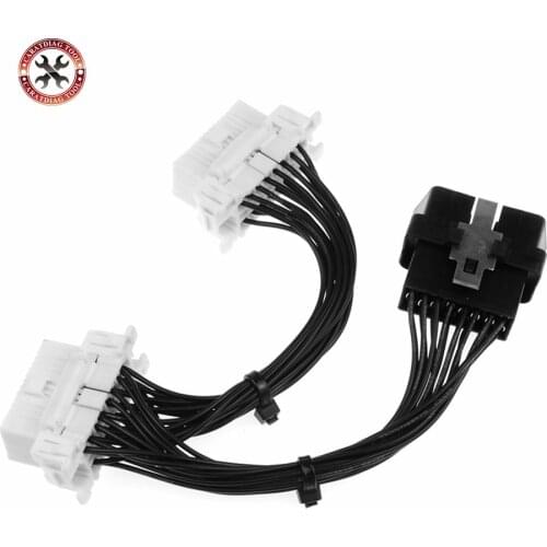 Newest OBDII OBD 2 1 TO 2 Y Cable Female 16 Pin Splitter Extension Auto Car Connector Extension Cable Adapter